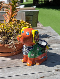 Talavera Dog Flower Pot for Outdoor Decor or Garden Decorations, Planter Pot is Handmade Mexican Pottery, great as Cute Dog Lover Gifts