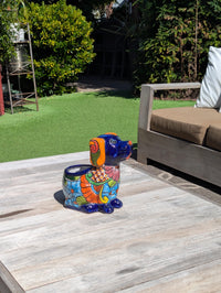 Talavera Dog Flower Pot for Outdoor Decor or Garden Decorations, Planter Pot is Handmade Mexican Pottery, great as Cute Dog Lover Gifts