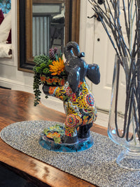 Talavera Elephant Flower Pot for Outdoor Decor or Garden Decorations, Planter Pot is Handmade Mexican Pottery, great as Elephant Lover Gifts