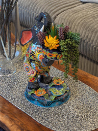 Talavera Elephant Flower Pot for Outdoor Decor or Garden Decorations, Planter Pot is Handmade Mexican Pottery, great as Elephant Lover Gifts