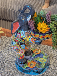 Talavera Elephant Flower Pot for Outdoor Decor or Garden Decorations, Planter Pot is Handmade Mexican Pottery, great as Elephant Lover Gifts