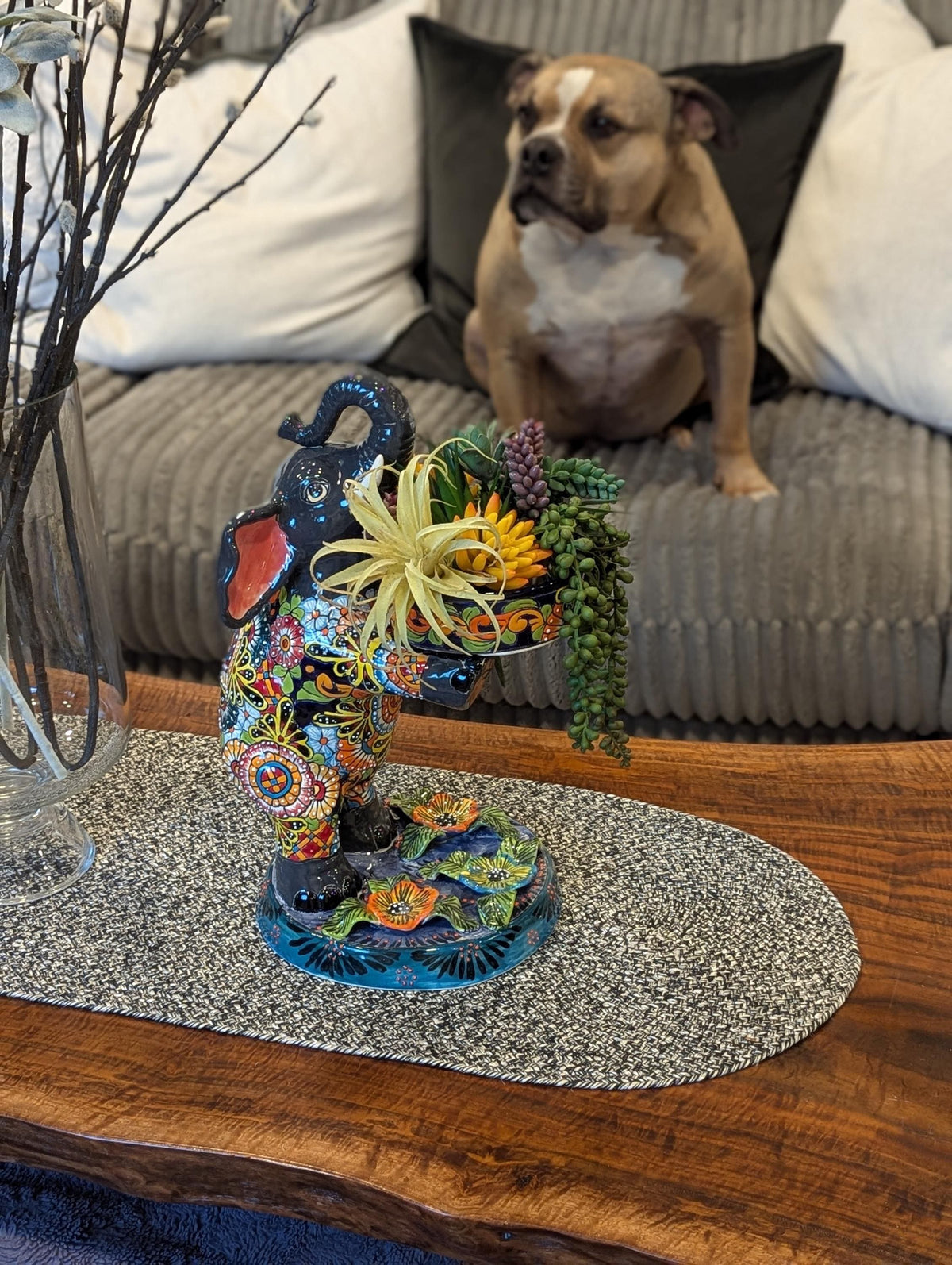 Talavera Elephant Flower Pot for Outdoor Decor or Garden Decorations, Planter Pot is Handmade Mexican Pottery, great as Elephant Lover Gifts