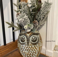 Mexican Owl Planter Pot for Indoor Home Decor or Outdoor Garden Decorations, Medium Owl Pot in Clay with Brown & Green Colors