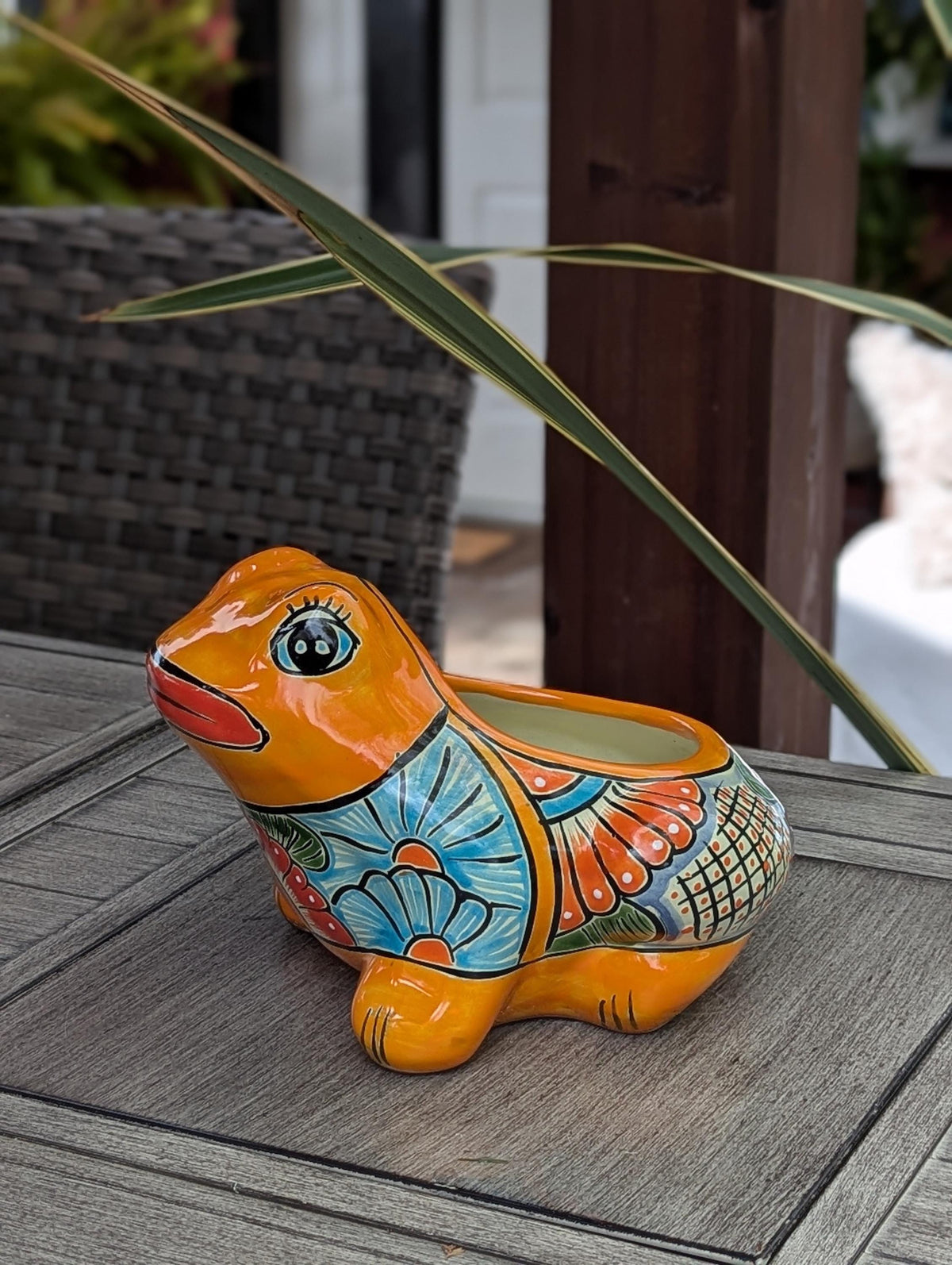 Frog Flower Pot and Ceramic Planter is Handmade Talavera Pottery for Indoor or Outdoor Planter, Small Mexican Planter Pot