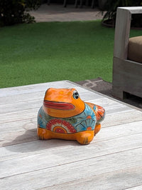 Frog Flower Pot and Ceramic Planter is Handmade Talavera Pottery for Indoor or Outdoor Planter, Small Mexican Planter Pot