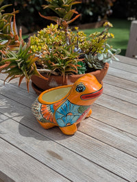 Frog Flower Pot and Ceramic Planter is Handmade Talavera Pottery for Indoor or Outdoor Planter, Small Mexican Planter Pot