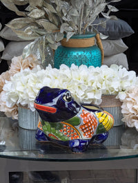 Frog Flower Pot and Ceramic Planter is Handmade Talavera Pottery for Indoor or Outdoor Planter, Small Mexican Planter Pot
