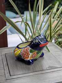 Frog Flower Pot and Ceramic Planter is Handmade Talavera Pottery for Indoor or Outdoor Planter, Small Mexican Planter Pot