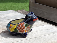 Frog Flower Pot and Ceramic Planter is Handmade Talavera Pottery for Indoor or Outdoor Planter, Small Mexican Planter Pot