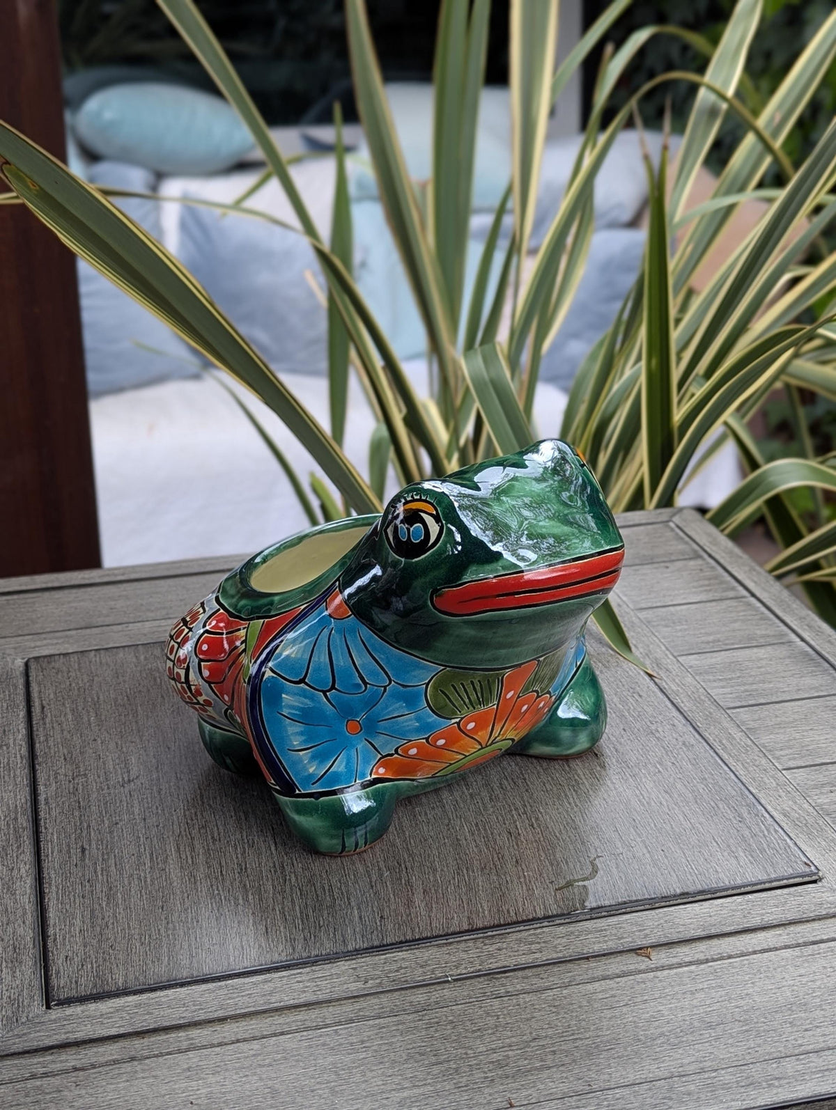 Frog Flower Pot and Ceramic Planter is Handmade Talavera Pottery for Indoor or Outdoor Planter, Small Mexican Planter Pot