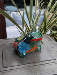 Frog Flower Pot and Ceramic Planter is Handmade Talavera Pottery for Indoor or Outdoor Planter, Small Mexican Planter Pot