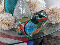 Frog Flower Pot and Ceramic Planter is Handmade Talavera Pottery for Indoor or Outdoor Planter, Small Mexican Planter Pot