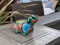 Frog Flower Pot and Ceramic Planter is Handmade Talavera Pottery for Indoor or Outdoor Planter, Small Mexican Planter Pot
