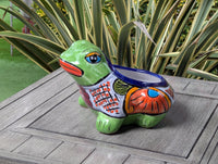 Frog Flower Pot and Ceramic Planter is Handmade Talavera Pottery for Indoor or Outdoor Planter, Small Mexican Planter Pot