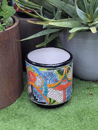 14" Tall Round Flower Pot is Colorful Talavera Ceramic Planter, Handmade Mexican Pottery | Garden Art, Home Decor or Housewarming Gift