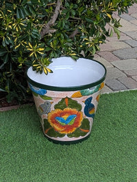 10.5" Round Ceramic Planter is Handmade Mexican Pottery - Use as Outdoor Garden Decor, Indoor Home Decor, Centerpiece
