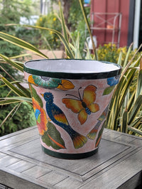 10.5" Round Ceramic Planter is Handmade Mexican Pottery - Use as Outdoor Garden Decor, Indoor Home Decor, Centerpiece