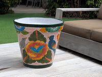 10.5" Round Ceramic Planter is Handmade Mexican Pottery - Use as Outdoor Garden Decor, Indoor Home Decor, Centerpiece