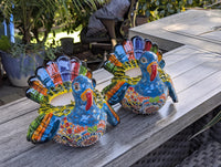 Talavera Turkey Flower Pot for Outdoor Decor or Garden Decorations, Planter Pot is Handmade Mexican Pottery, great as Turkey Lover Gifts