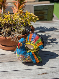 Talavera Turkey Flower Pot for Outdoor Decor or Garden Decorations, Planter Pot is Handmade Mexican Pottery, great as Turkey Lover Gifts
