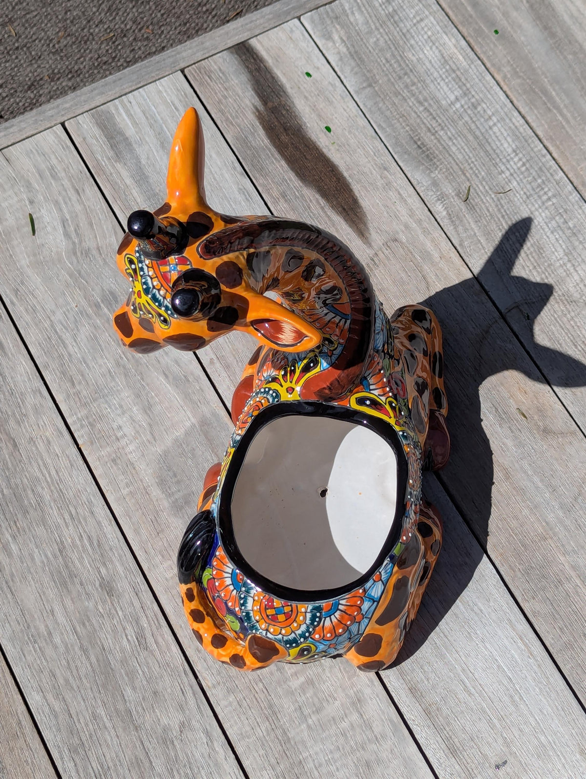 Talavera Giraffe Flower Pot for Outdoor Decor or Garden Decorations, Planter Pot is Handmade Mexican Pottery, great as Turkey Lover Gifts