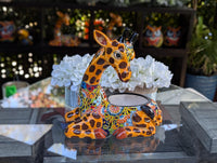 Talavera Giraffe Flower Pot for Outdoor Decor or Garden Decorations, Planter Pot is Handmade Mexican Pottery, great as Turkey Lover Gifts