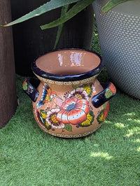 Colorful 10.5 inch Round Flower Pot, Talavera Ceramic Planter, Handmade Pottery is Outdoor Garden Decor, Indoor Home Decor