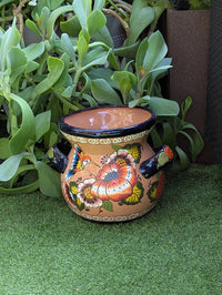 Colorful 10.5 inch Round Flower Pot, Talavera Ceramic Planter, Handmade Pottery is Outdoor Garden Decor, Indoor Home Decor