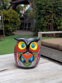 Gorgeous 14" Owl Flower Pot, Ceramic Planter is Handmade Talavera Pottery for Outdoor Garden Decor, Unique Housewarming Gift