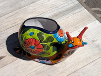 Talavera Snail Planter, Ceramic Mexican Planter Pot for Indoor Home Decor or Outdoor Garden Decor is also Exquisite Hand Painted Yard Art