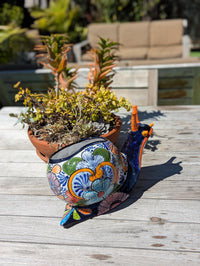 Talavera Snail Planter, Ceramic Mexican Planter Pot for Indoor Home Decor or Outdoor Garden Decor is also Exquisite Hand Painted Yard Art