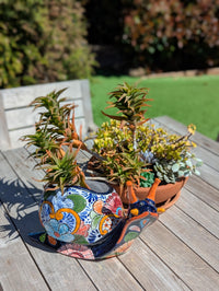 Talavera Snail Planter, Ceramic Mexican Planter Pot for Indoor Home Decor or Outdoor Garden Decor is also Exquisite Hand Painted Yard Art