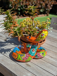 Talavera Rattlesnake Figurine Ceramic Mexican Pottery, Outdoor Snake Decor and Garden Statue Handmade in Mexico
