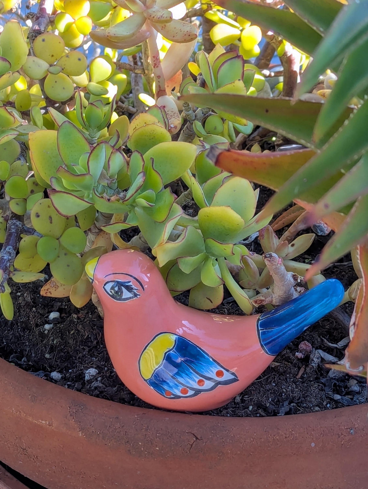 Talavera Birdie Home Decor | Ceramic Pottery Bird Statue & Small Bird Decor, Colorful Bird Art for Home, Yard or Garden Decor