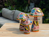 Mushroom Garden Decor | Set of 3 Handmade Ceramic Mexican Toadstools
