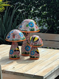 Mushroom Garden Decor | Set of 3 Handmade Ceramic Mexican Toadstools