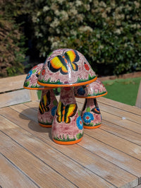 Mushroom Garden Decor | Set of 3 Handmade Ceramic Mexican Toadstools