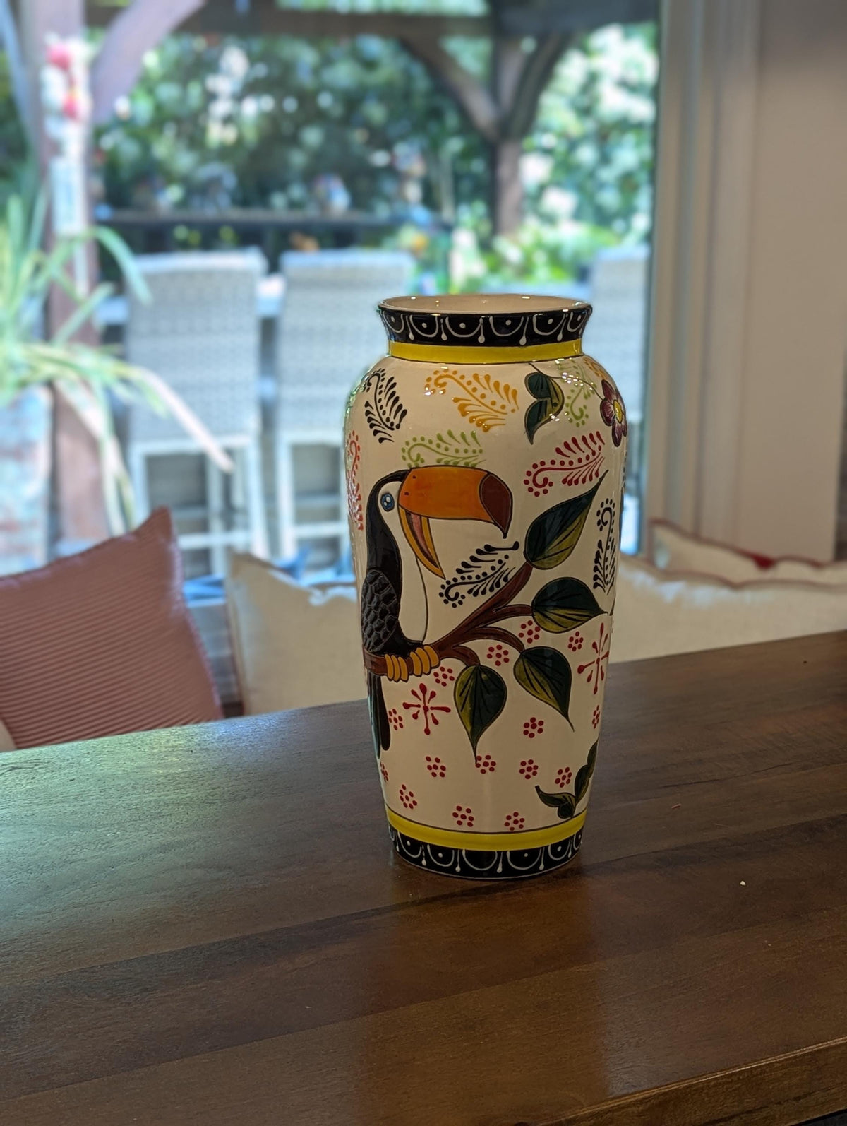 Toucan Ceramic Vase | Exquisite Handmade Talavera Mexican Pottery is a Decorative Toucan Floral Vase & Gorgeous Home Decor or Centerpiece