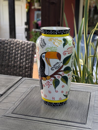 Toucan Ceramic Vase | Exquisite Handmade Talavera Mexican Pottery is a Decorative Toucan Floral Vase & Gorgeous Home Decor or Centerpiece