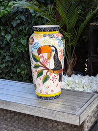 Toucan Ceramic Vase | Exquisite Handmade Talavera Mexican Pottery is a Decorative Toucan Floral Vase & Gorgeous Home Decor or Centerpiece