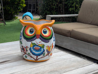 Gorgeous 14 inch Owl Flower Pot Ceramic Planter, Handmade Talavera Pottery is Outdoor Garden Decor or Indoor Home Decor, Unique Gift for Birders