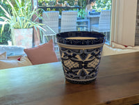 Blue & White Ceramic Planter | Exquisite Handmade Mexican Pottery to use as Outdoor Garden Decor, Indoor Home Decor, Flower Pot Centerpiece