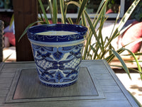 Blue & White Ceramic Planter | Exquisite Handmade Mexican Pottery to use as Outdoor Garden Decor, Indoor Home Decor, Flower Pot Centerpiece