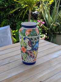 Ceramic Talavera Vase is Exquisite Handmade Mexican Pottery | Decorative &quot;Marisela&quot; Floral Vase is Gorgeous Home Decor & Centerpiece
