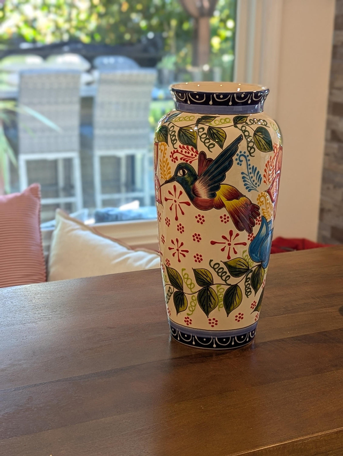 Hummingbird Vase is Exquisite Handmade Mexican Pottery | Decorative Ceramic Floral Vase is Gorgeous Indoor Home Decor or Shelf Decor