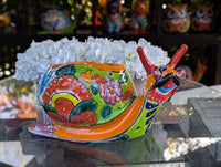 Talavera Snail Planter, Ceramic Mexican Planter Pot for Indoor Home Decor or Outdoor Garden Decor is also Exquisite Hand Painted Yard Art