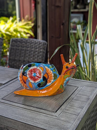 Talavera Snail Planter, Ceramic Mexican Planter Pot for Indoor Home Decor or Outdoor Garden Decor is also Exquisite Hand Painted Yard Art