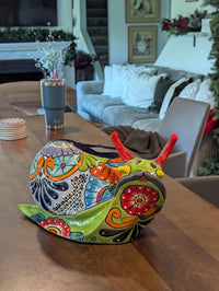 Talavera Snail Planter, Ceramic Mexican Planter Pot for Indoor Home Decor or Outdoor Garden Decor is also Exquisite Hand Painted Yard Art