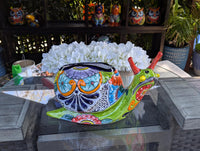 Talavera Snail Planter, Ceramic Mexican Planter Pot for Indoor Home Decor or Outdoor Garden Decor is also Exquisite Hand Painted Yard Art
