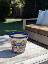 10.5" Round Ceramic Planter is Exquisite Handmade Mexican Pottery - Use as Outdoor Garden Decor, Indoor Home Decor, Flower Pot Centerpiece
